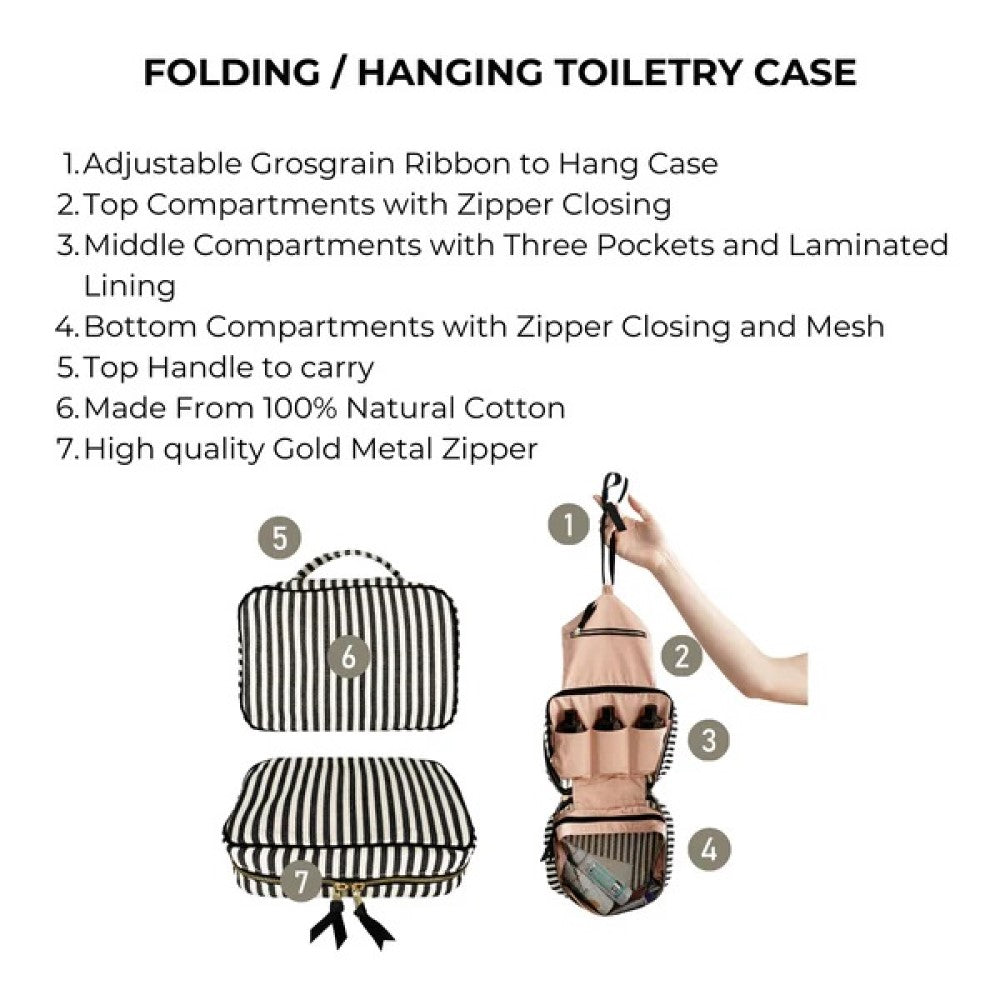 Folding/ hanging toiletry case - Striped