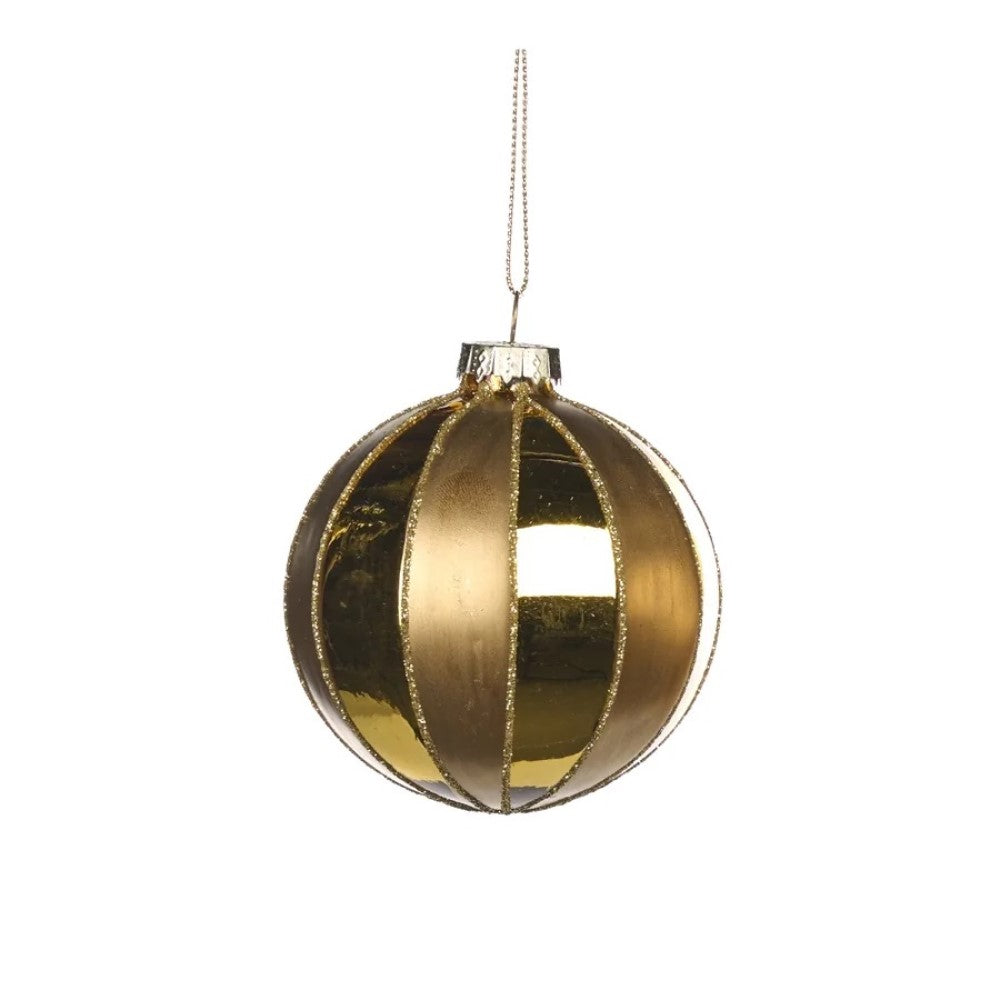 Glass Vertical Stripe Ball - Gold