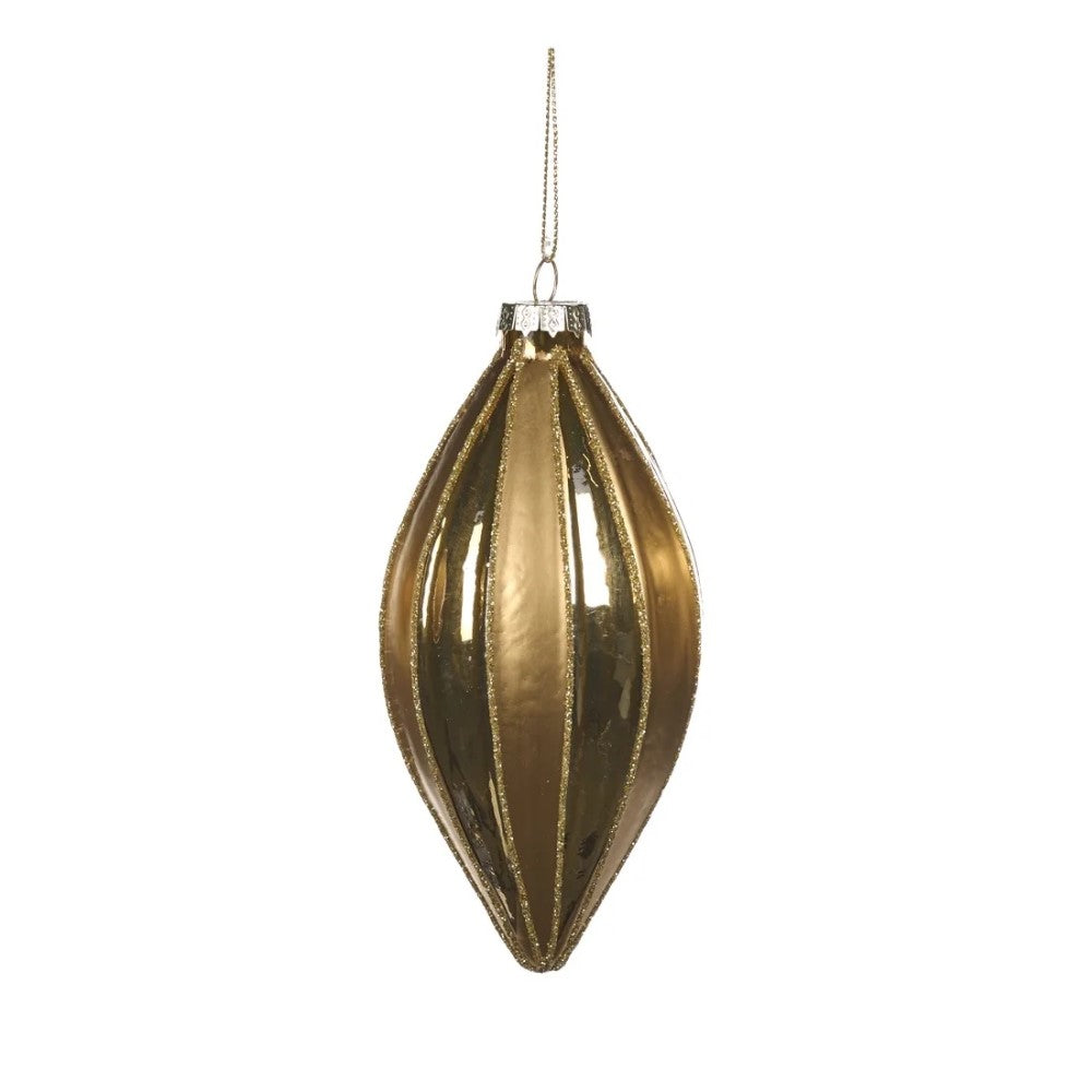 Glass Vertical Stripe Ball - Gold