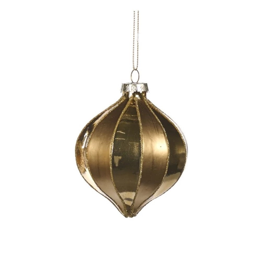 Glass Vertical Stripe Ball - Gold