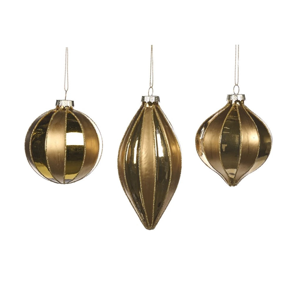 Glass Vertical Stripe Ball - Gold