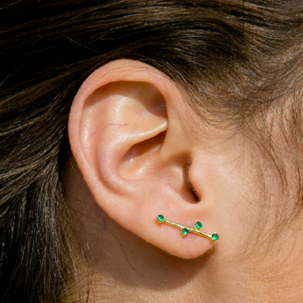 &#39;Delia&#39; Earrings Green Zircons