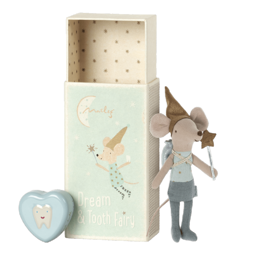 Tooth fairy mouse in matchbox - Blue