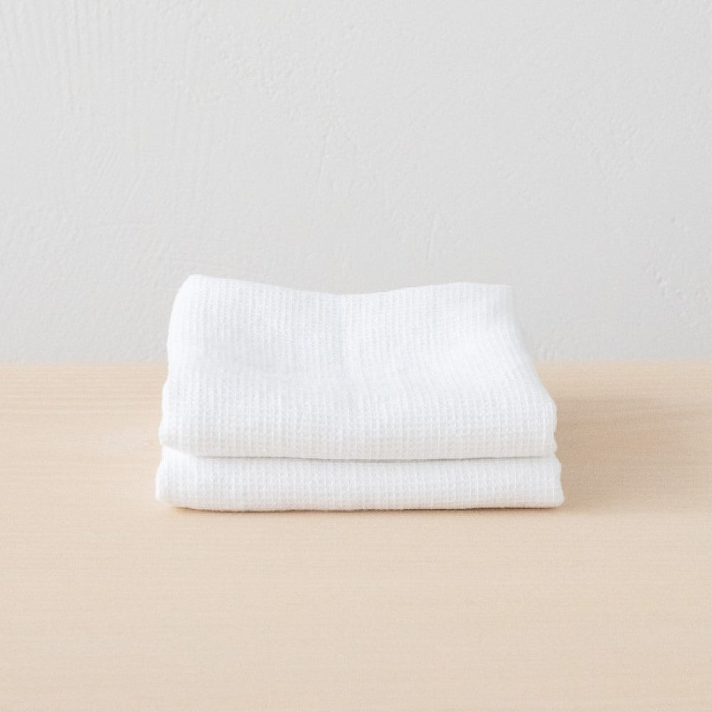 2x Waffle Hand towel - Washed white linen