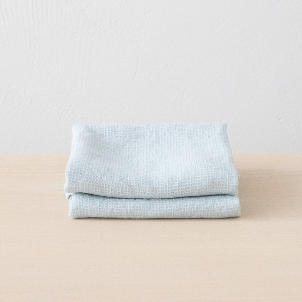 2x Waffle Hand towel - Washed Ice Blue linen