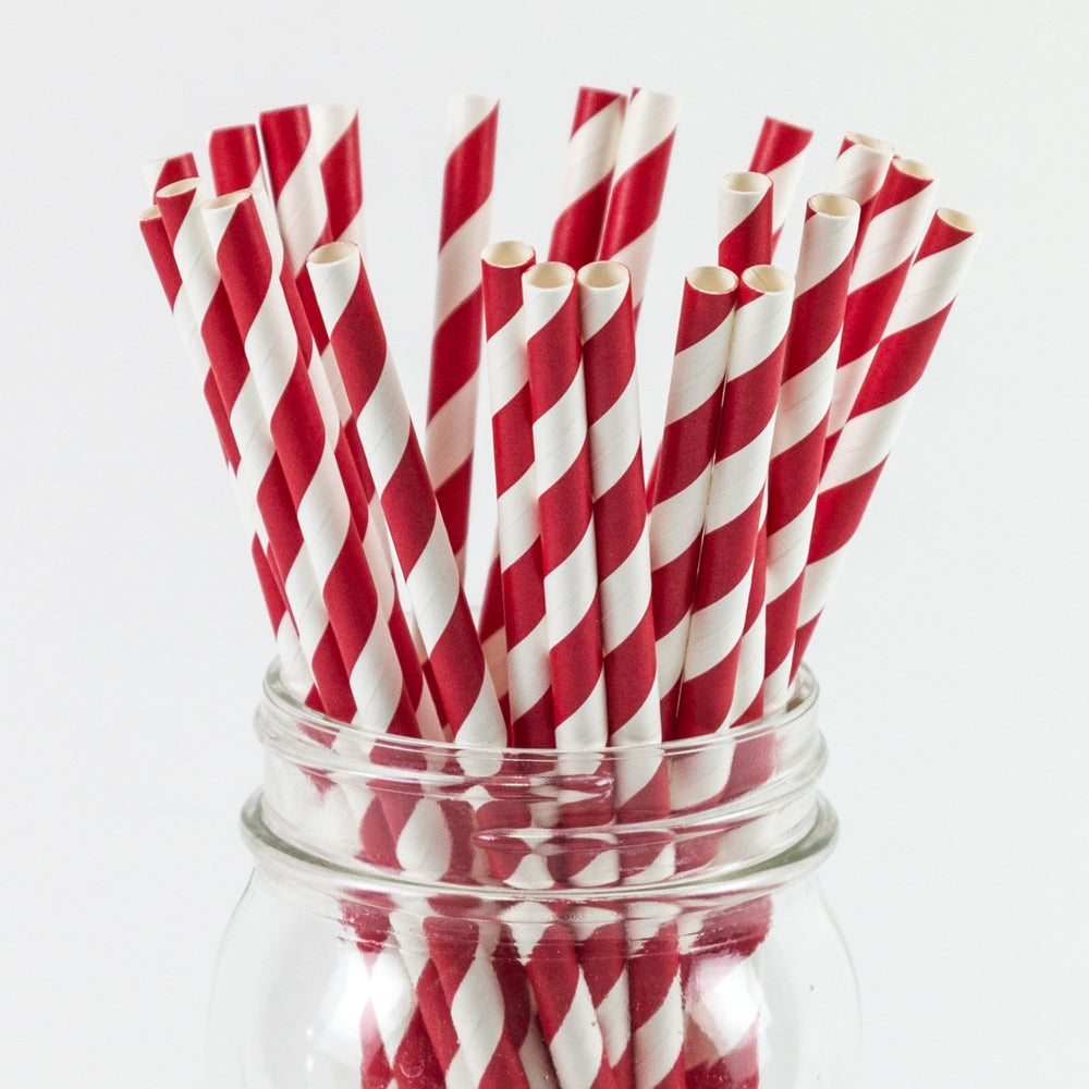 Red paper straw (set of 4)