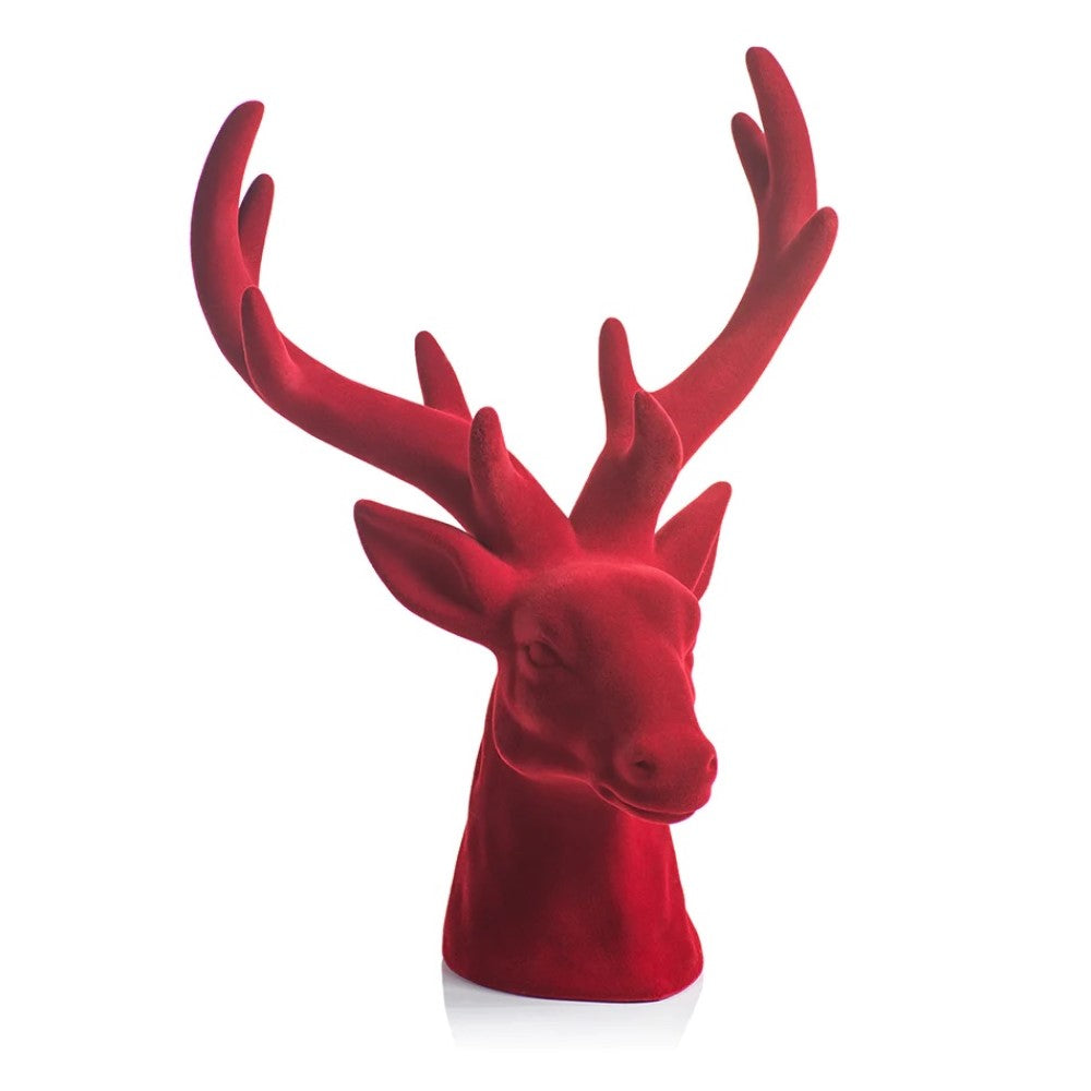 Flocked Stag Head - Red