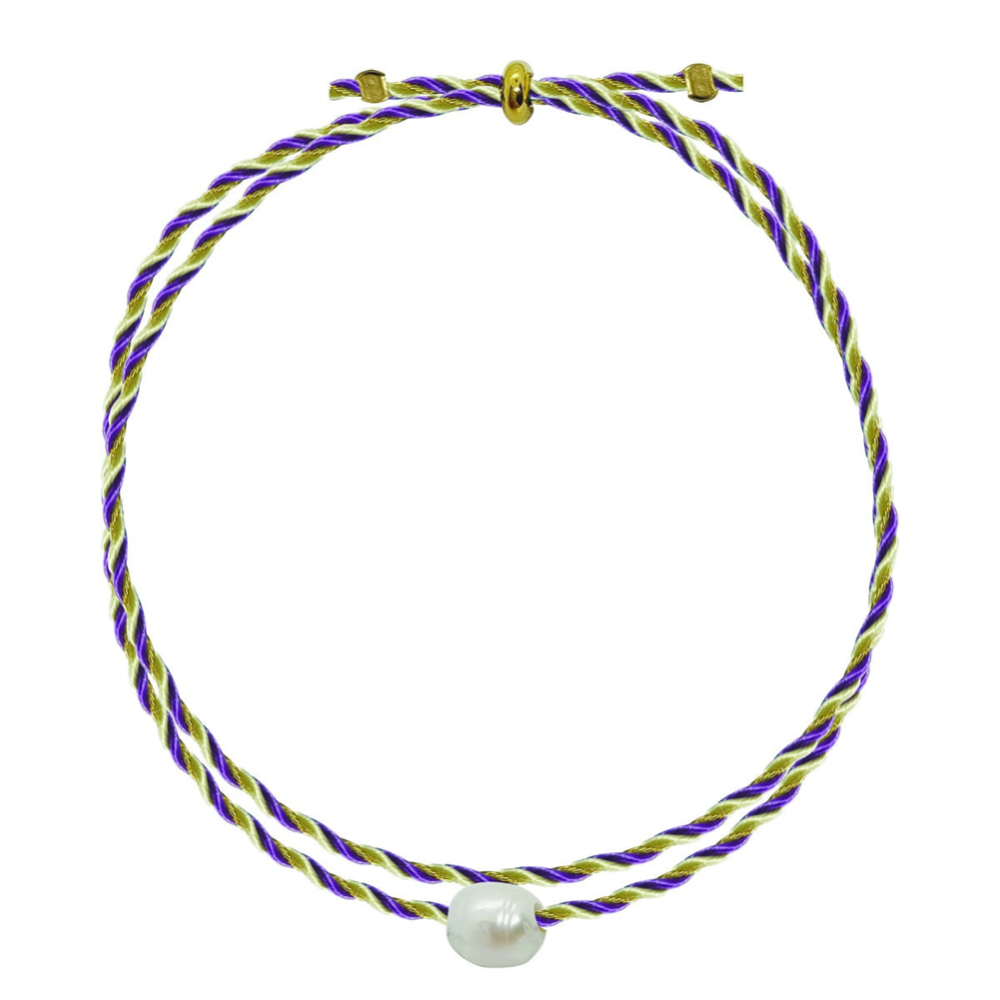 One Pearl Bracelet Gold, Purple, Beige